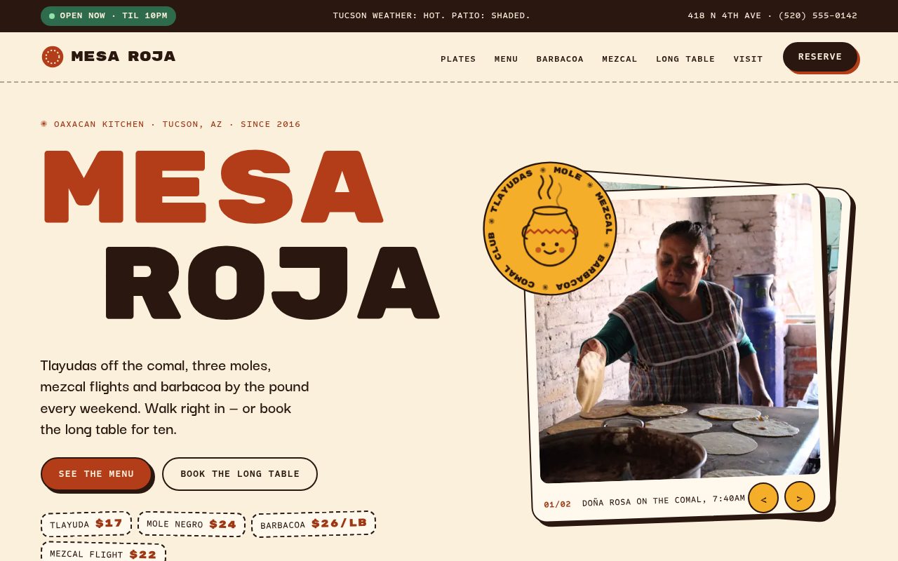 Mesa Roja — website